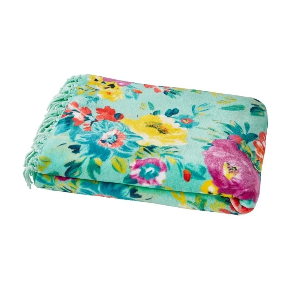 Pioneer Woman Sweet Romance/Gingham Velvet Plush Throw Blanket
